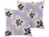 Set of 2 Cotton Kids Cushions Flowers Pattern 45 x 45 cm Purple SOAPWORT_906646