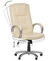 Fotel biurowy regulowany z funkcją masażu ekoskóra beżowy GRANDEUR II_816269