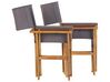 Zestaw 2 krzeseł ogrodowych i 2 wymiennych tkanin jasne drewno akacjowe z szarym / wzór w liście CINE_819434