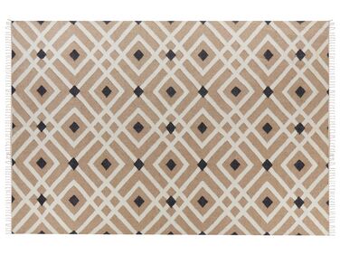 Teppich Jute beige / schwarz 200 x 300 cm geometrisches Muster Kurzflor ESENCIK