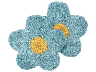 Barnkudde 2 st blomform 30 x 30 cm bomull blå SORREL