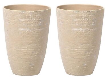Conjunto de 2 vasos para plantas em pedra creme 35 x 35 x 50 cm CAMIA