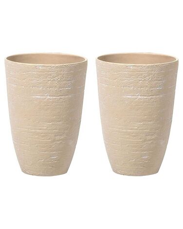 Conjunto de 2 vasos para plantas em pedra creme 35 x 35 x 50 cm CAMIA