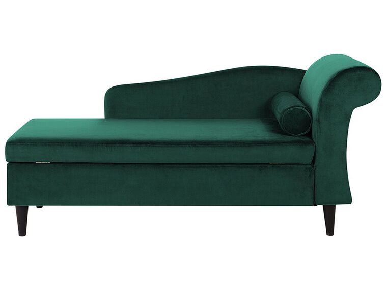 Chaise longue velluto verde smeraldo e legno scuro destra LUIRO_751446