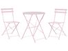 Salon de jardin bistrot table et 2 chaises en acier rose pastel FIORI_804832