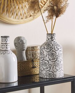 Kukkamaljakko kivitavara valkoinen/musta 26 cm ALINDA Kukkamaljakko kivitavara valkoinen/musta 26 cm ALINDA