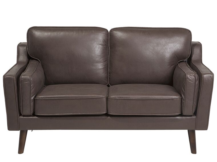 2 Seater Sofa Faux Leather Brown LOKKA_697840