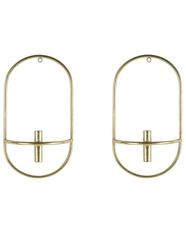 Set of 2 Metal Wall Candle Holders Gold CAVIANA