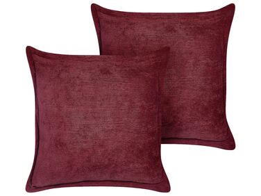 Set of 2 Corduroy Cushions 43 x 43 cm Burgundy ZINNIA
