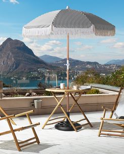 Aurinkovarjo musta/valkoinen ⌀ 150 cm MONDELLO Aurinkovarjo musta/valkoinen ⌀ 150 cm MONDELLO