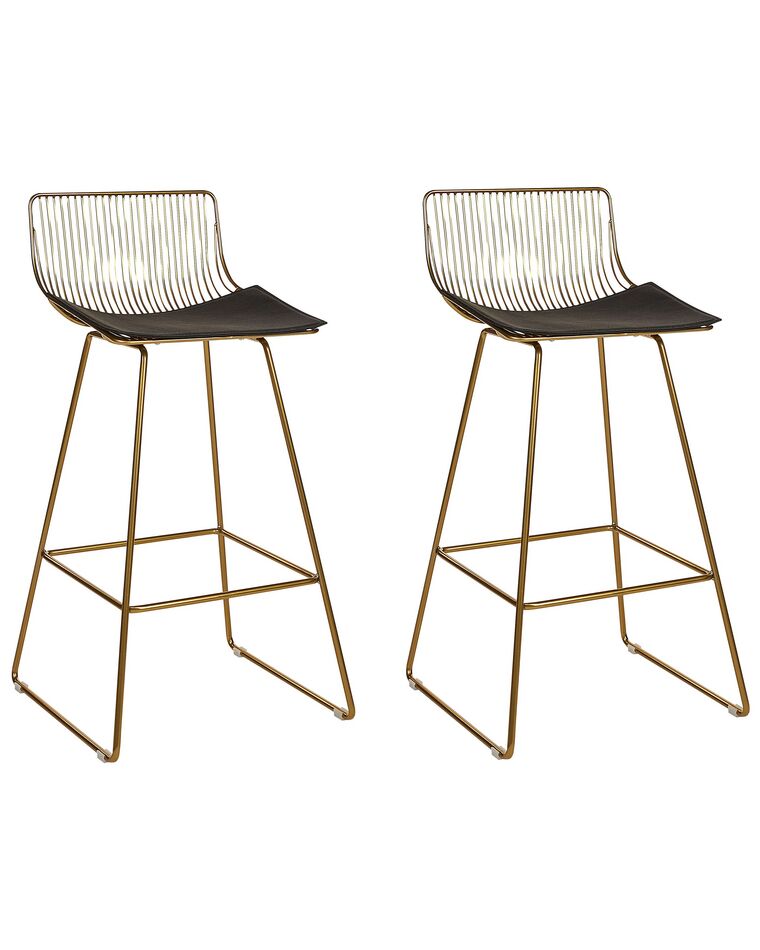 Set of 2 Metal Bar Chairs Gold FREDONIA_868315