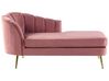 Chaise longue de terciopelo rosa/dorado izquierdo ALLIER_795591