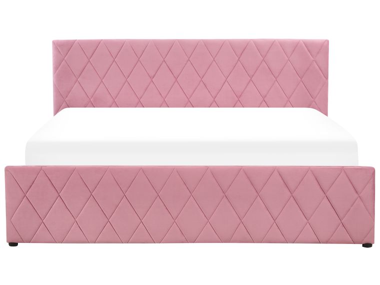 Velvet EU Super King Size Ottoman Bed Pink ROCHEFORT Beliani.co.uk