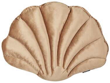 Dekokissen Muschelform Samtstoff sandbeige 47 x 35 cm CONSOLIDA