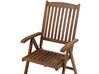 Conjunto 2 cadeiras de jardim em madeira escura de acácia com almofadas azuis AMANTEA_879714