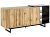 Sideboard heller Holzfarbton / schwarz 3 Schubladen 2 Türen FIORA_828804