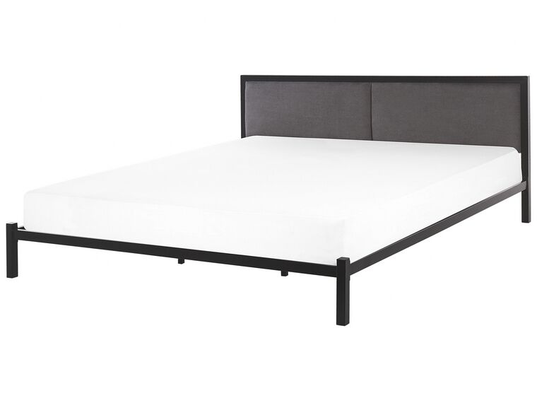 Kovová černá postel s šedou čelní deskou a rámem CLAMART 180 x 200 cm_806549