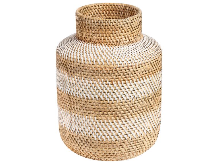 Vase décoratif en rotin 36 cm blanc et beige RENUN_849560