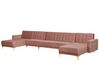 6 Seater U-Shaped Modular Velvet Sofa Pink ABERDEEN_750169