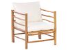 Conjunto esquinero de jardín 5 plazas con sillón de bambú blanco crema CERRETO_909557