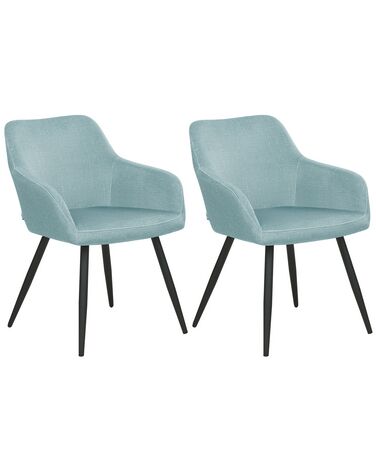 Conjunto de 2 cadeiras de jantar em veludo azul claro CASMALIA