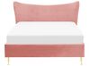 Łóżko welurowe 140 x 200 cm różowe CHALEIX_844519