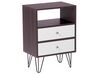 2 Drawer Bedside Table Dark Wood with White ARVIN_754265