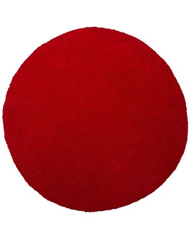 Tappeto shaggy rosso tondo ⌀ 140 cm DEMRE