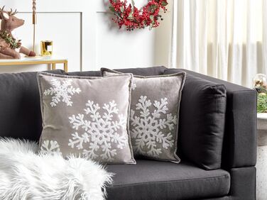 Set of 2 Velvet Cushions Christmas Motif 45 x 45 cm Grey MURRAYA
