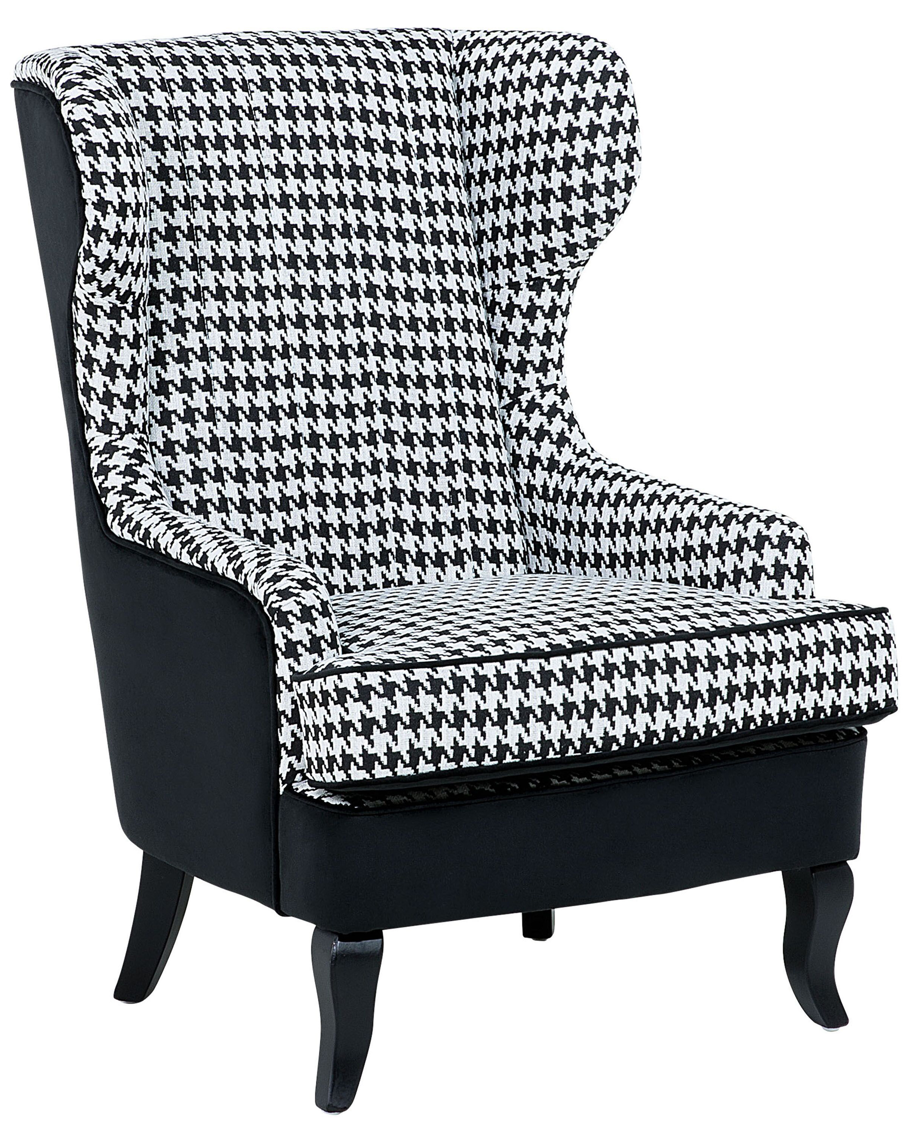 Fabric Armchair Houndstooth Black and White MOLDE_673415