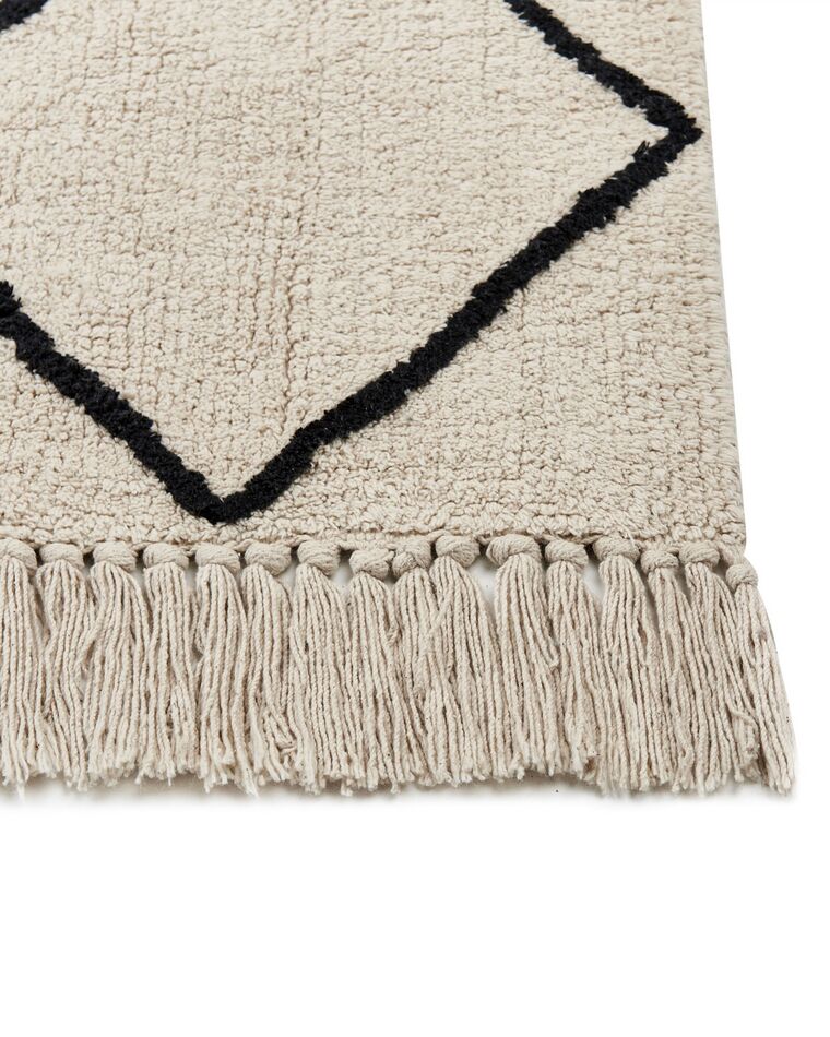 Cotton Area Rug 200 x 200 cm Beige and Black ELDES Beliani.co.uk