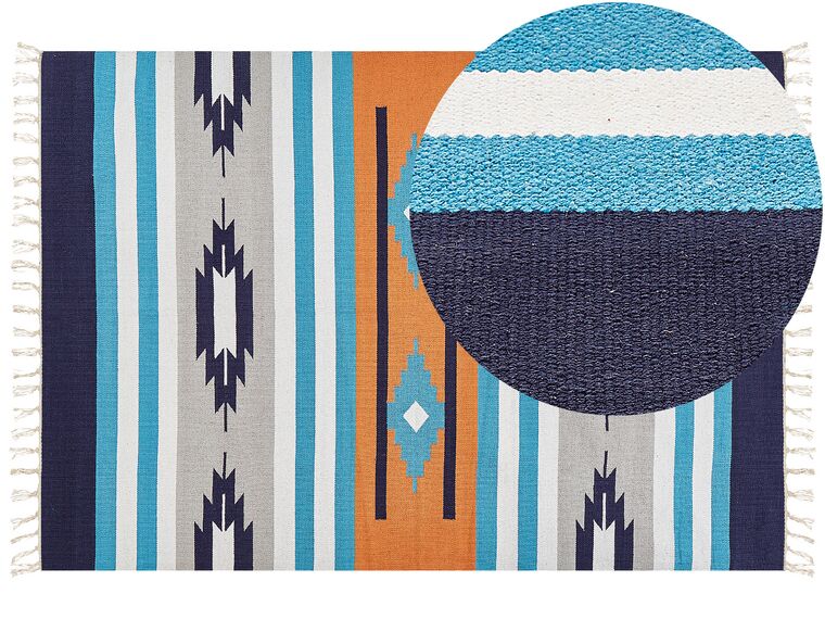 Kelim Teppich Baumwolle mehrfarbig 200 x 300 cm geometrisches Muster Kurzflor NORATUS_869442