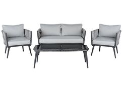 Puutarhapöytäryhmä harmaa/musta PREVEZA