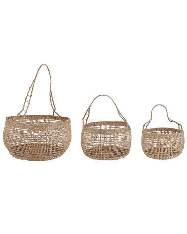 Set of 3 Seagrass Baskets Natural ARAPAIMA