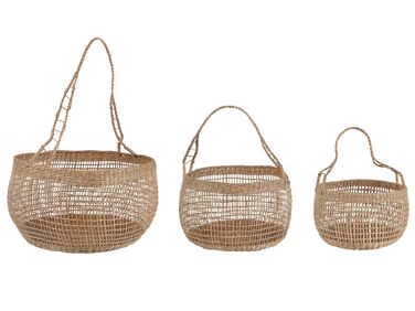 Set of 3 Seagrass Baskets Natural ARAPAIMA