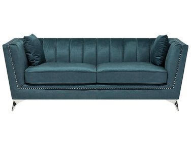 3 Seater Velvet Fabric Sofa Teal GAULA