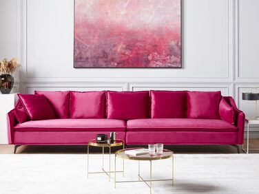 4-seter sofa fløyel rosa AURE