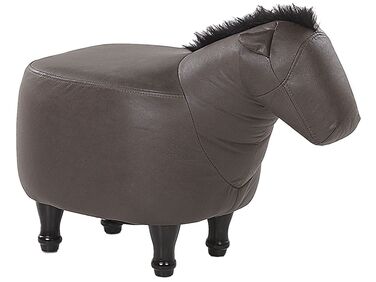 Faux Leather Animal Stool Dark Brown HORSE