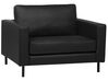 Ensemble canapé et fauteuil en cuir noir 4 places SAVALEN_725562