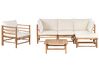 Conjunto esquinero de jardín 5 plazas con sillón de bambú blanco crema CERRETO_909555