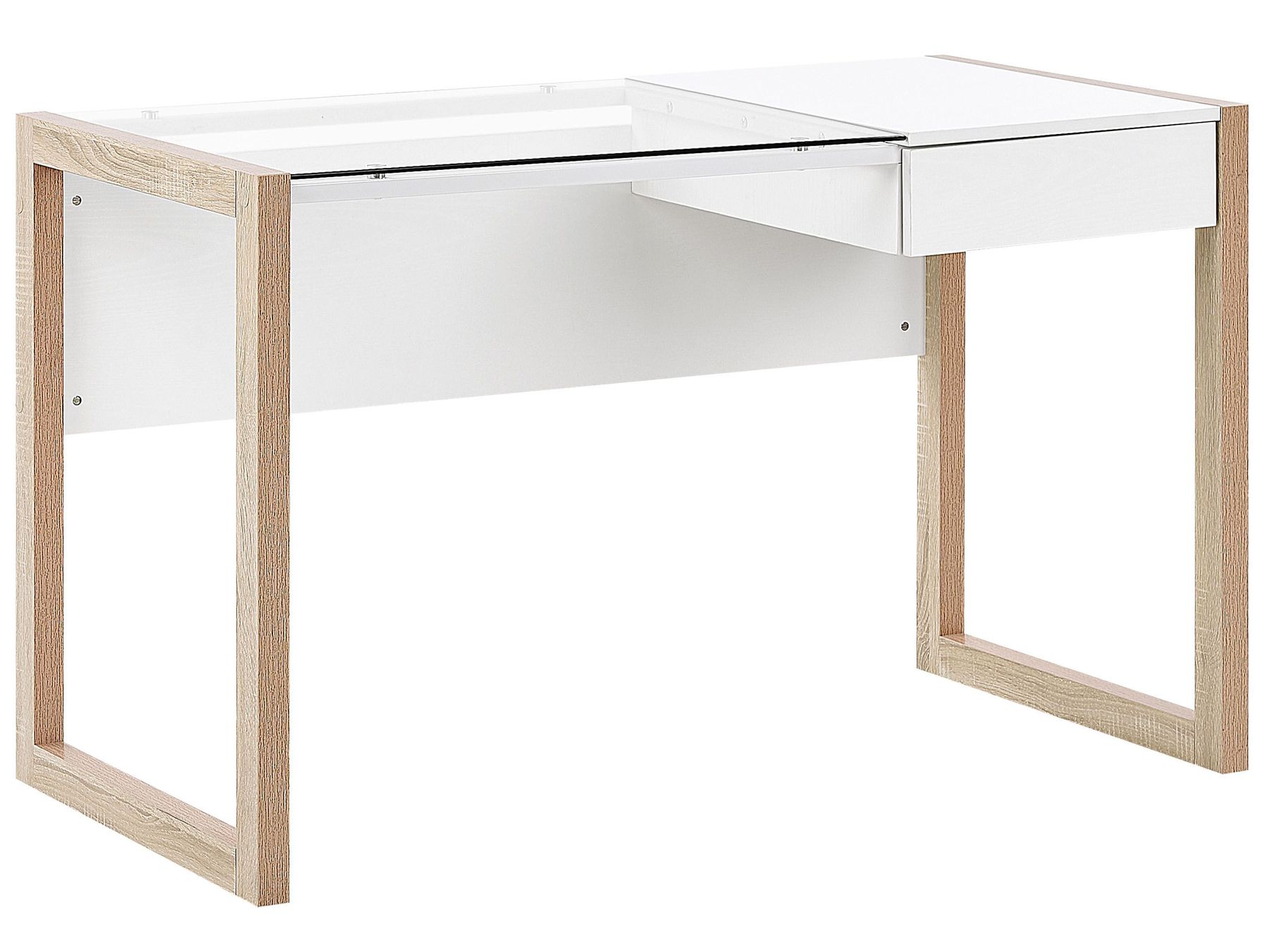 1 Drawer Home Office Desk 120 x 60 cm White with Light Wood JENKS ex