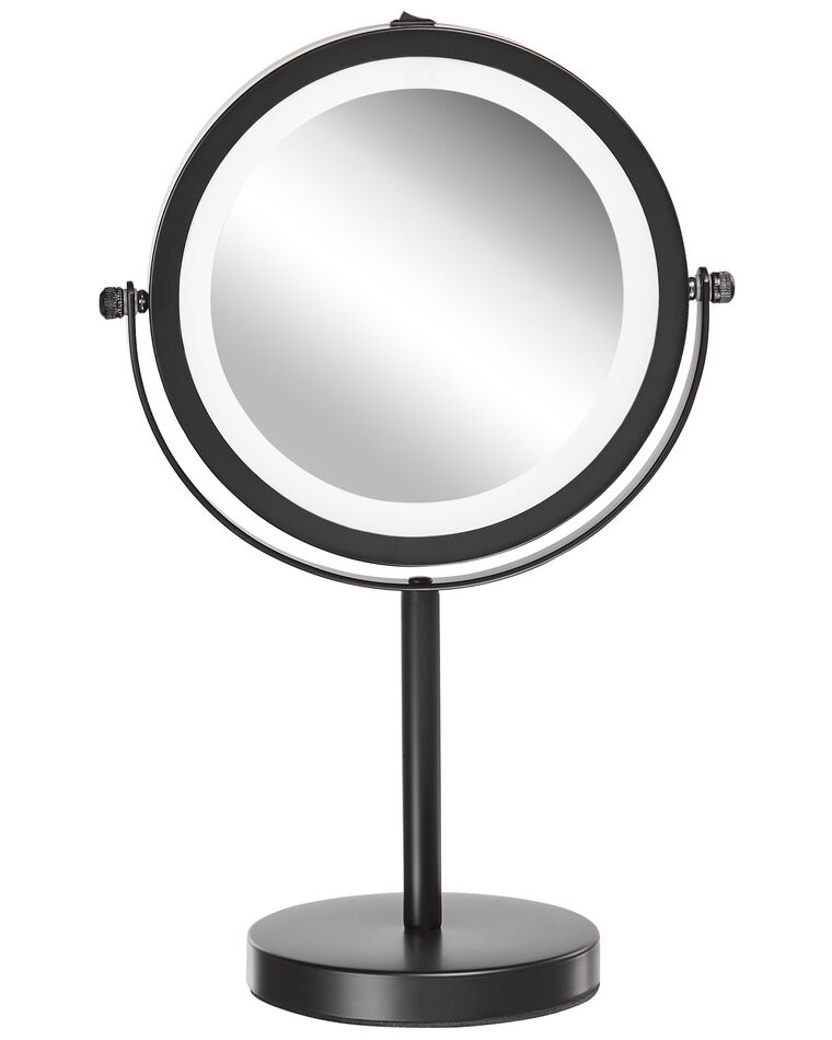 Kosmetikspiegel schwarz mit LED-Beleuchtung ø 17 cm TUCHAN_813590