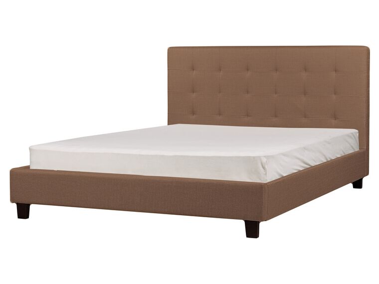 Fabric EU King Size Bed Brown LA ROCHELLE_904662