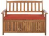 Acacia Wood Garden Bench with Storage 120 cm Light with Red Cushion SOVANA_807467