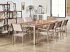 Nyolcszemélyes étkezőasztal eukaliptusz asztallappal és bézs textilén székekkel GROSSETO_768537