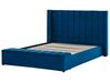 Łóżko welurowe z ławką 160 x 200 cm niebieskie NOYERS_834699