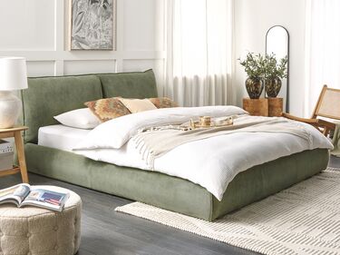 Corduroy EU Super King Size Bed Green VINAY