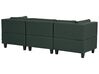 Háromszemélyes kombinálható sötétzöld kárpitozott kanapé ottománnal UNSTAD_893396