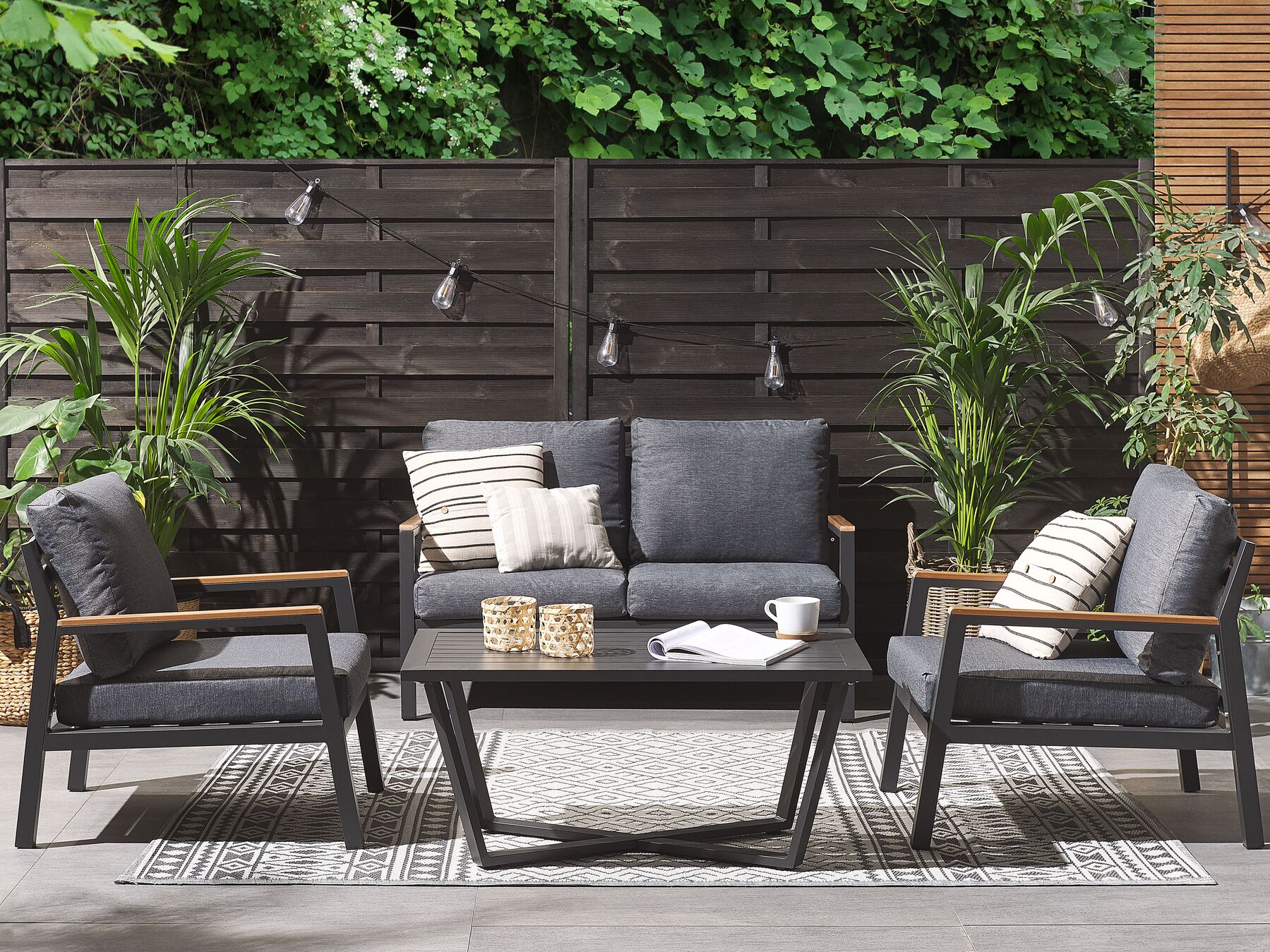 4 Seater Aluminium Garden Sofa Set Dark Grey DELIA Beliani.co.uk