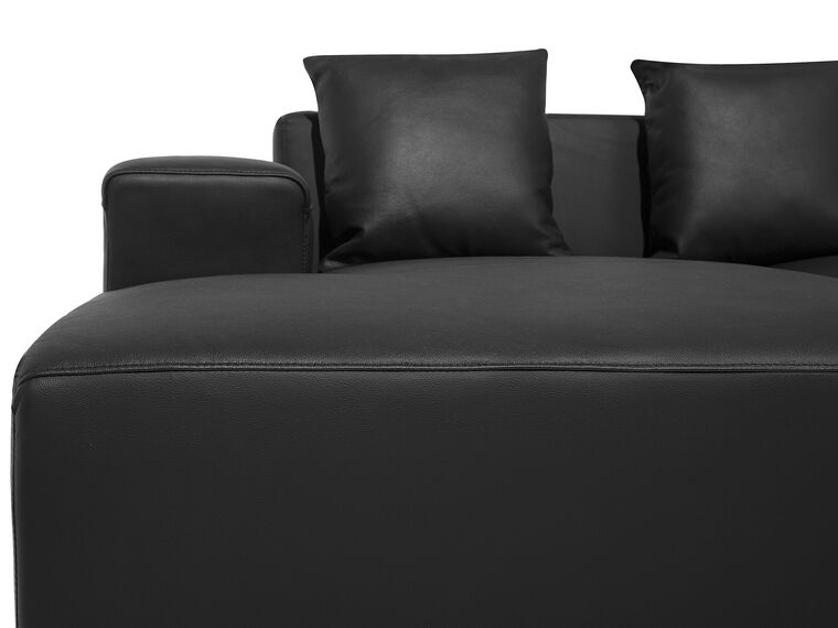 Right Hand Leather Corner Sofa Black LUNGO Beliani.co.uk